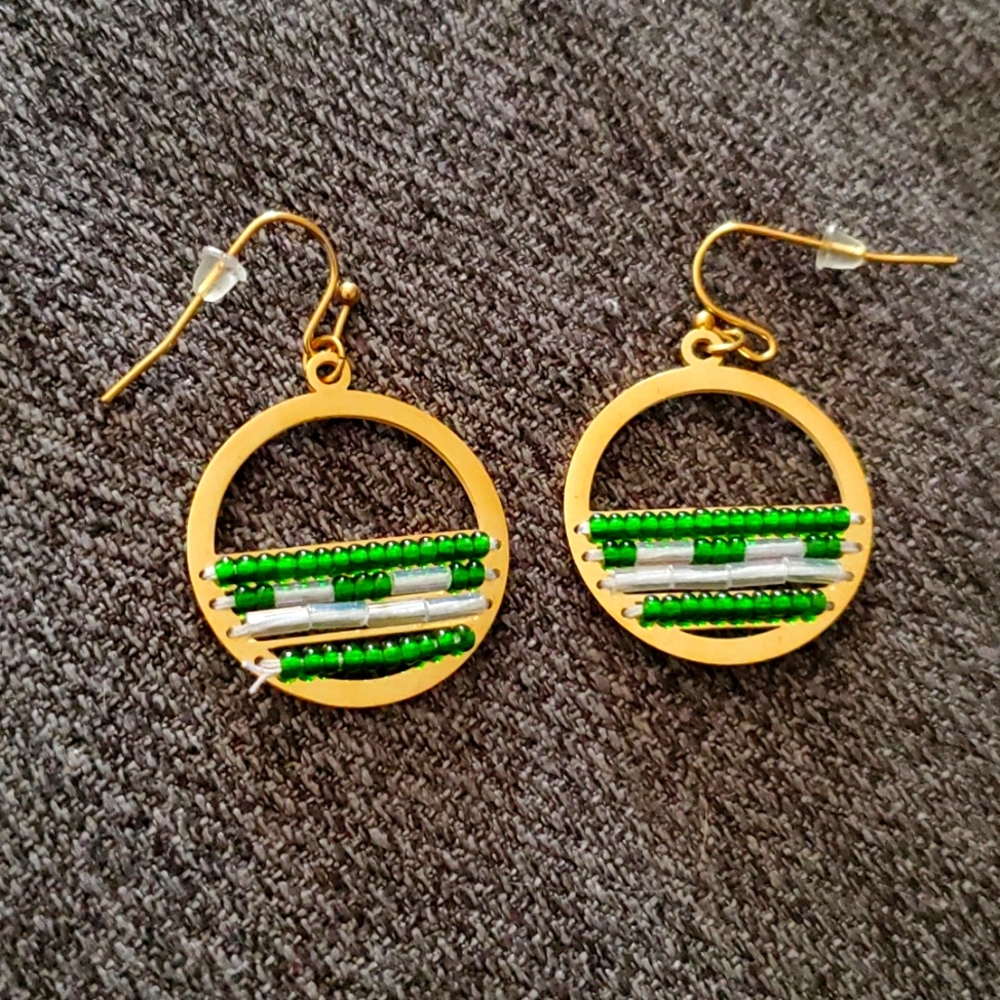 Green and Gold Earrings